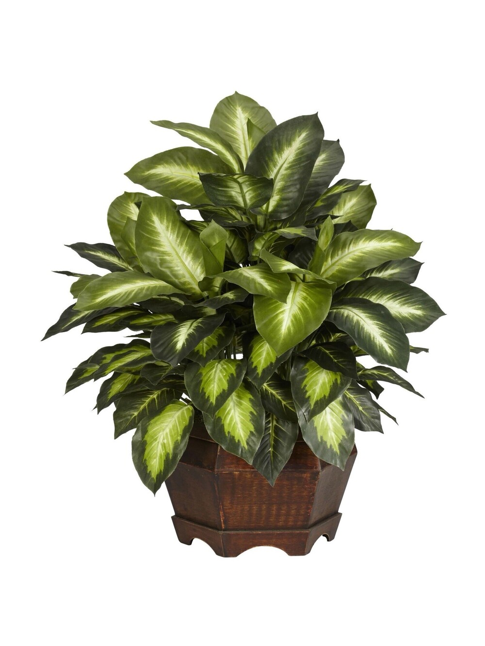 24in Artificial Dieffenbachia Silk Plant with Modern Hexagon Planter